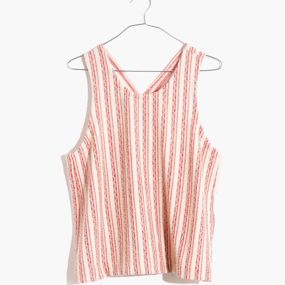 Madewell Bouclé Stripe Cross-Back Tank Top, Size XS